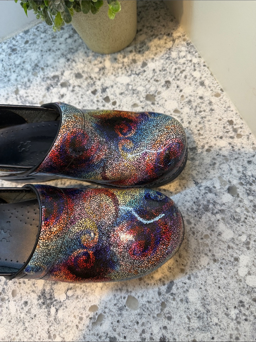 Dansko Multicolor Patterned Leather Clogs - Picture 2 of 9